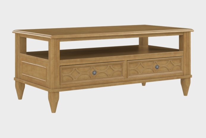 双抽上隔板茶几