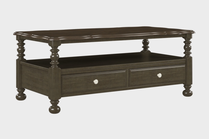 双抽上隔板茶几