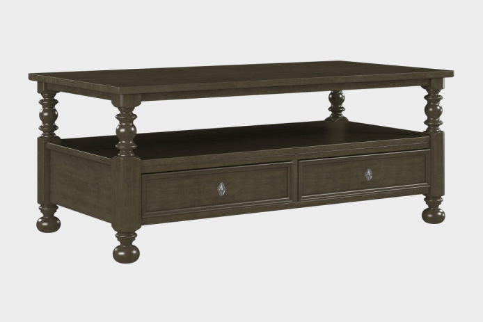 双抽上隔板茶几